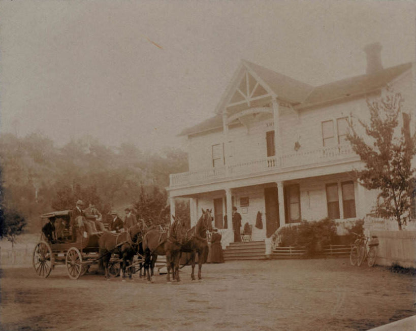 #214 Mount Hamilton Stage stopped at Smith Creek Hotel, 1897