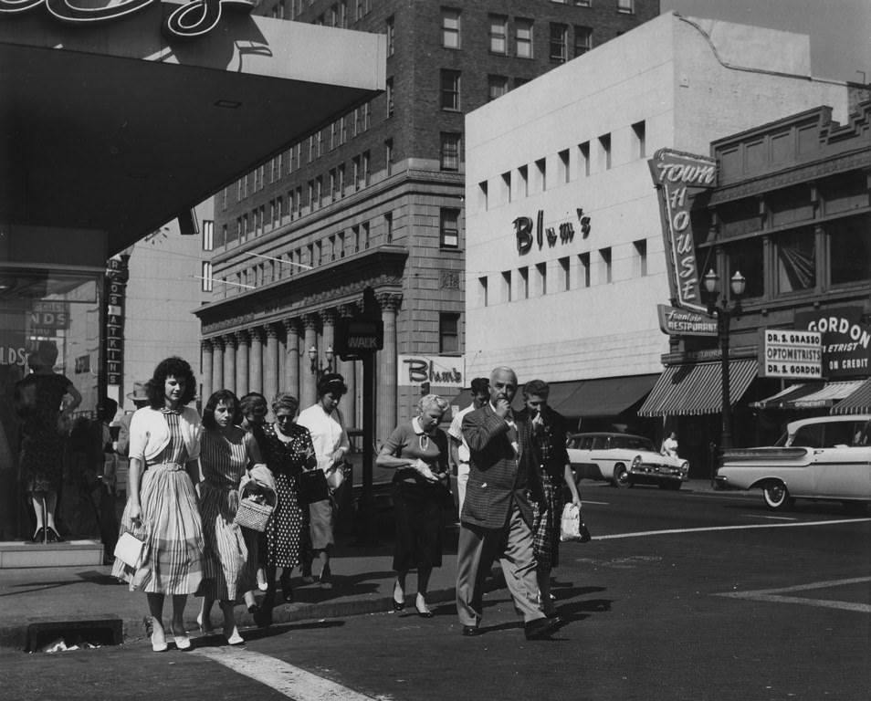 #45 Businesses along South First Street. Blum’s was famous for its specialty ice creams, 1950