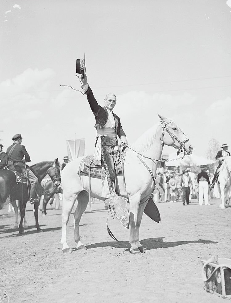 #137 Senator William G. McAdoo on a Horse and Holding up His Hat, 1930s