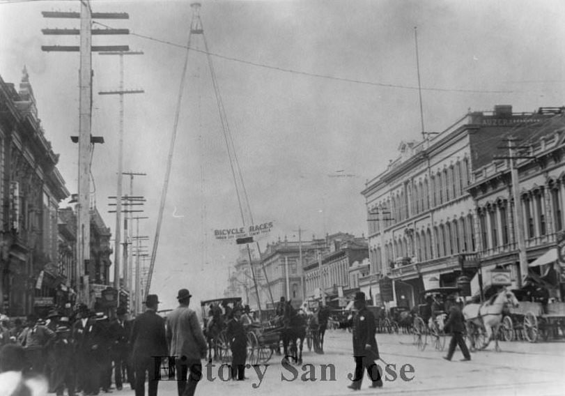 #42 Electric Light Tower from First and Santa Clara Street, 1890
