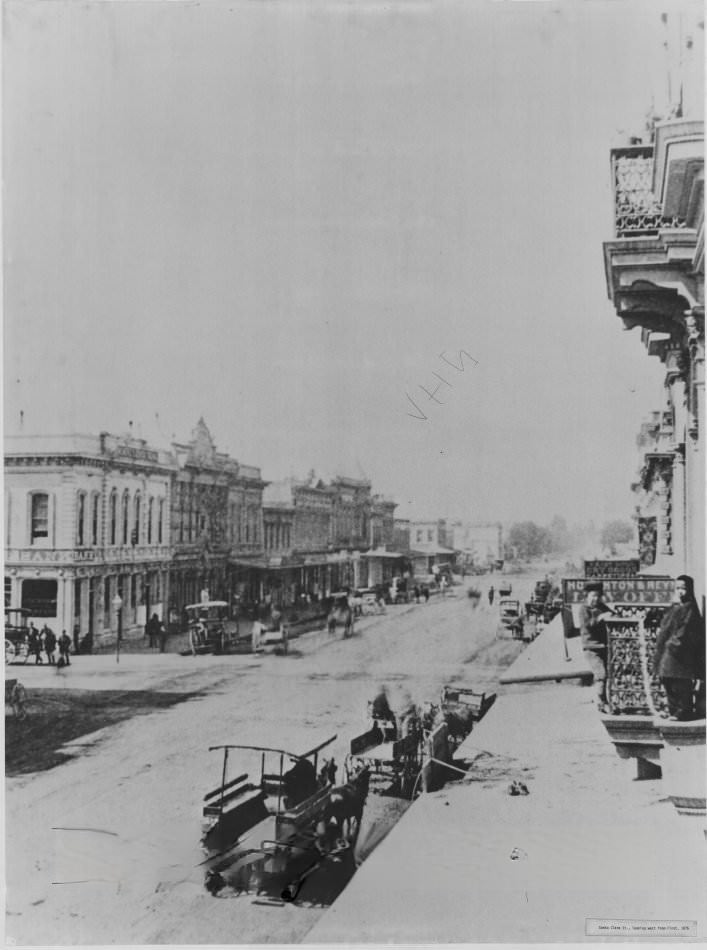 #9 Santa Clara Street San Jose, looking west from First, 1875