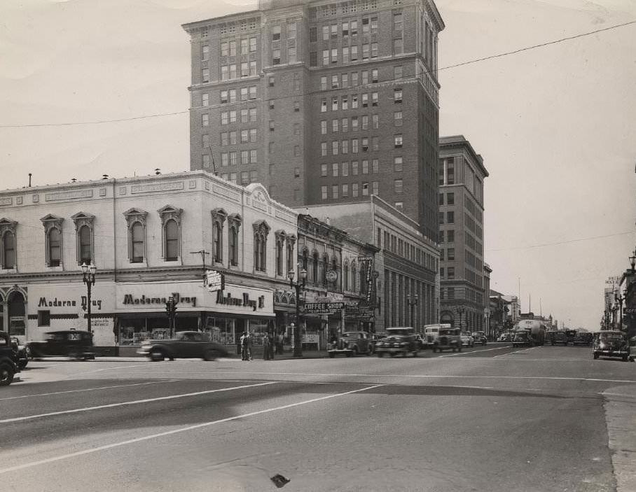 #27 Looking west on Santa Clara Street from 2nd Street, San Jose, 1930