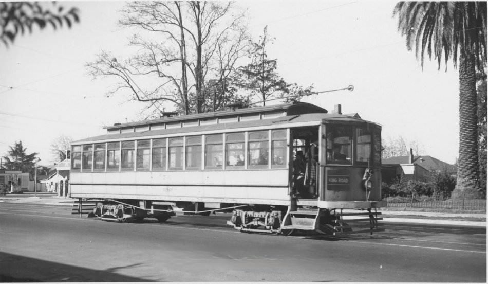 #37 The San Jose Railroads #75 traveling east bound on The Alameda, 1937