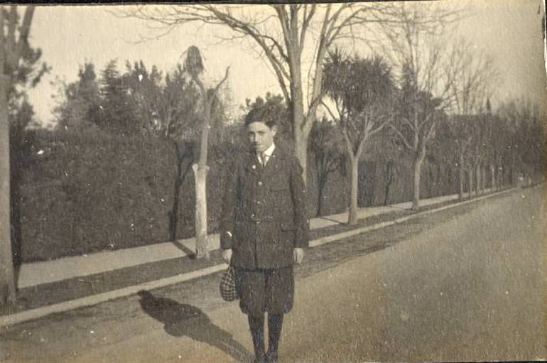 #51 Hansen boys standing on road outside of Winchester estate, 1910s