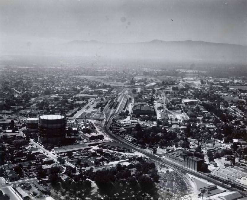 #108 San Jose Looking south with Cahill railroad station, 1940