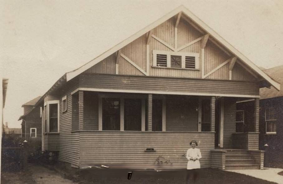 #90 Norma in front of house, 1910