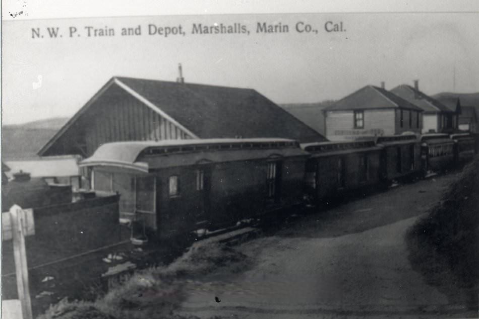 #94 North-western Pacific Train and Depot, Marshall, 1915