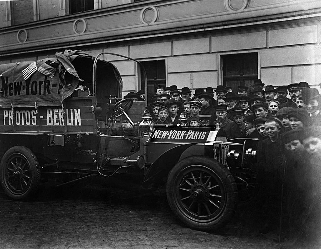 #51 Koeppen with his Protos car starting from Berlin to the embarkment direction New York, January 1908
