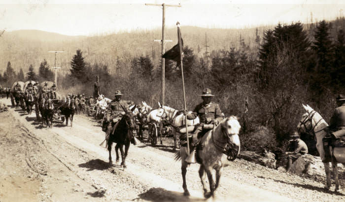 #27 Caravan of Soldiers Heading to Camp Bonneville, 1929