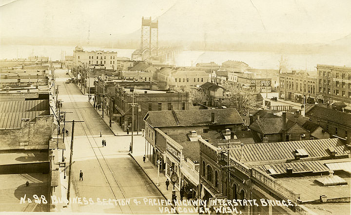 #18 Business Section & Pacific Highway Interstate Bridge, Vancouver, 1917