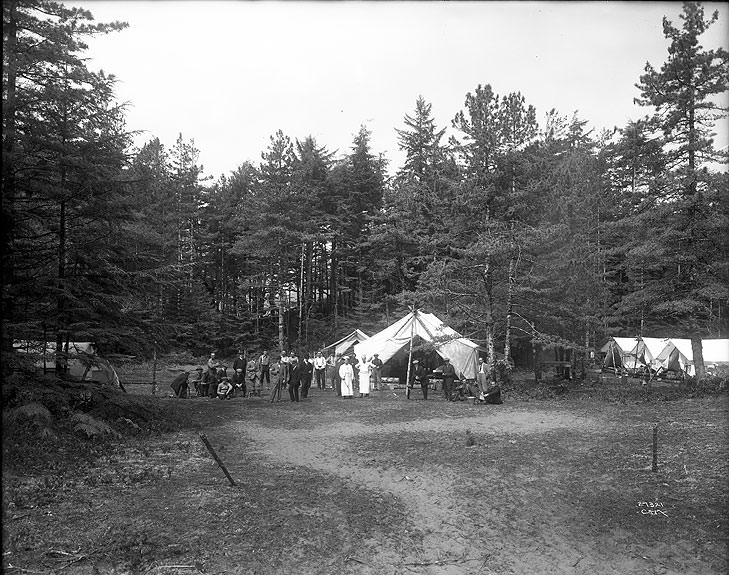 #29 Group of Men by Tents, Clo-oose, Vancouver, 1913