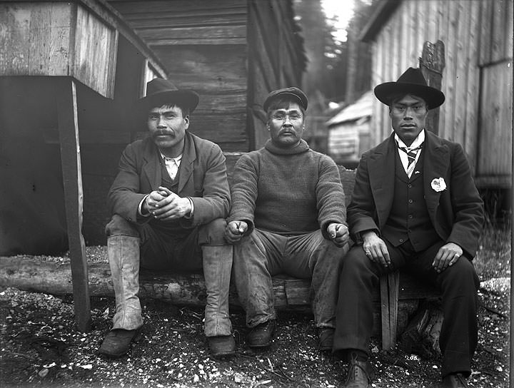 #35 Charley Ross & two others, Dodger’s Cover, Barclay Sound, Vancouver, 1902