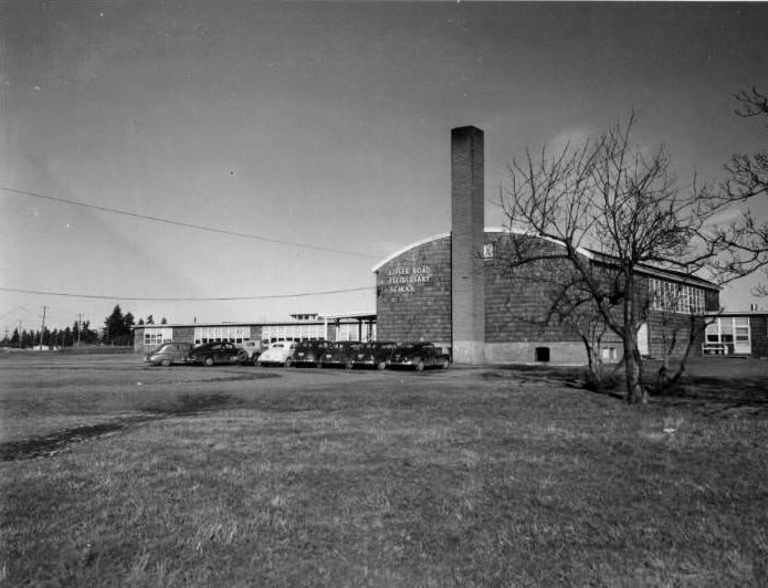 #42 Exterior of Lieser Elementary School located on Lieser Road in Vancouver, 1942