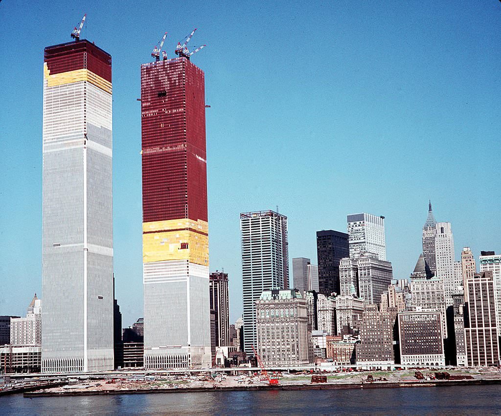 #11 A view of the “Twin Towers” of the World Trade Centre under construction, 1971