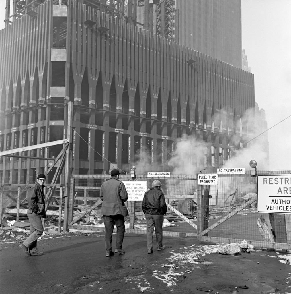 #33 Workers entering the World Trade Center construction site in Downtown Manhattan during the Winter of 1970