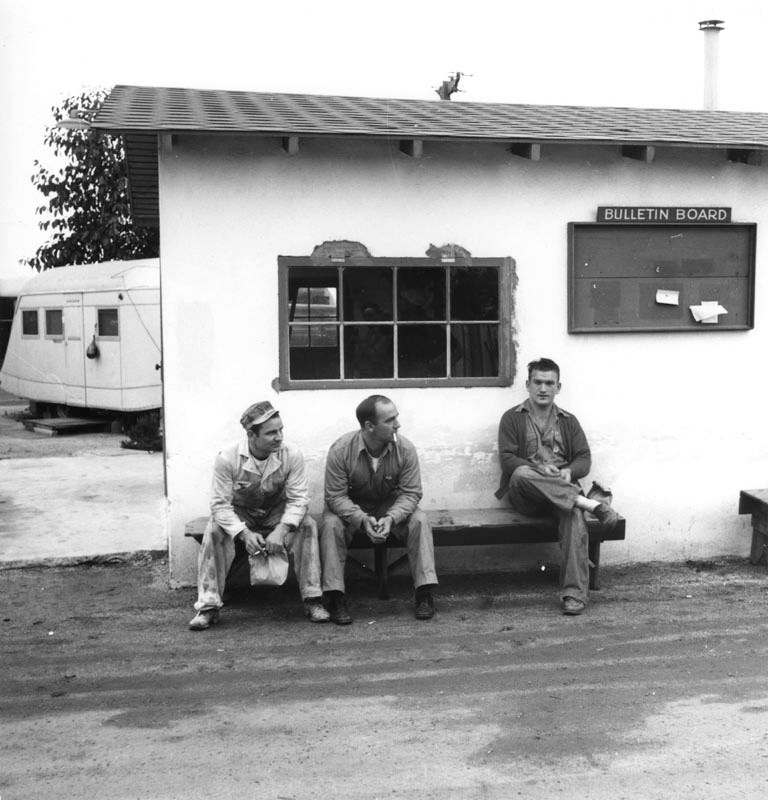 #86 Employees of the Douglas Aircraft plant, located at Santa Monica Airport, awaited a ride to work.