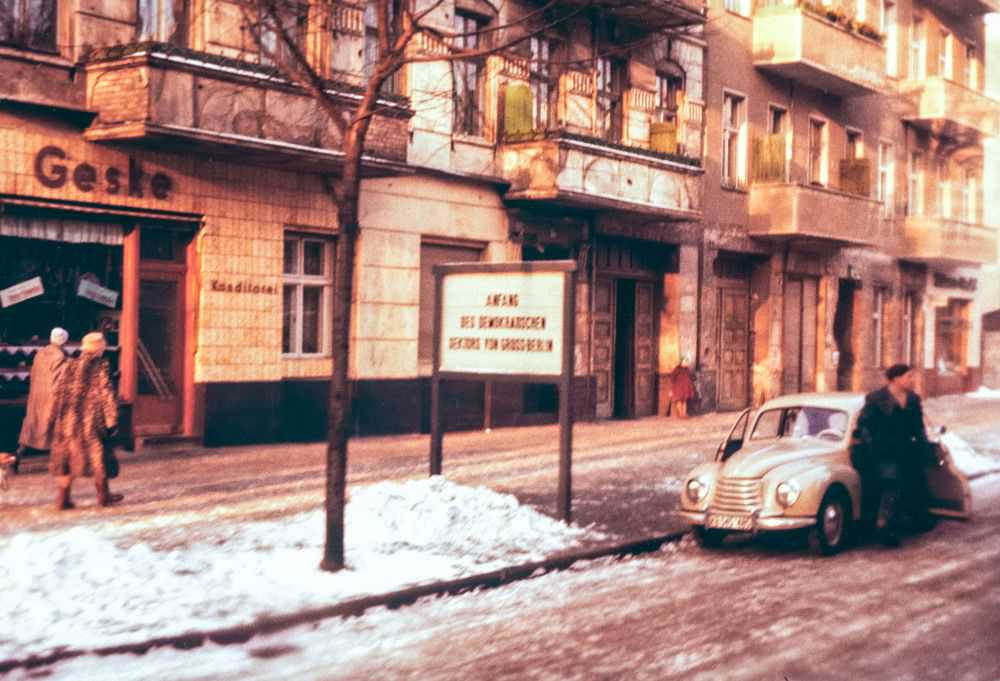 #6 A snowy Berlin street scene in the winter of 1956.