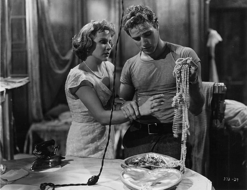Marlon Brando and Kim Hunter in a dramatic scene from ‘A Street Car Named Desire’