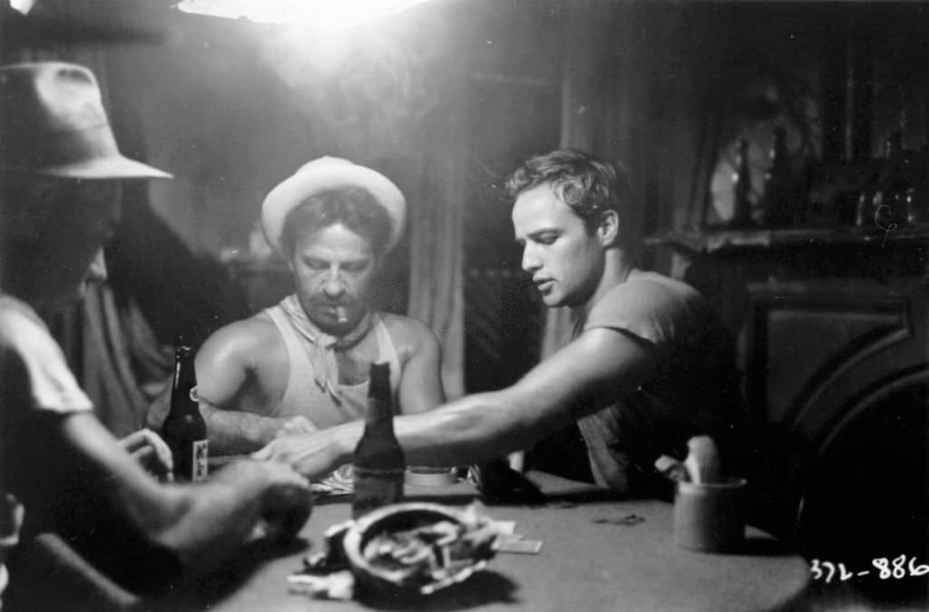 Marlon Brando gambles with Karl Malden in ‘A Streetcar Named Desire’, 1951.