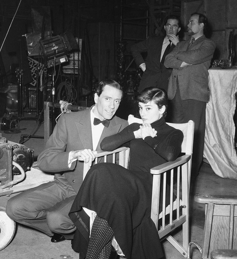 #25 Audrey Hepburn with her husband Mel Ferrer at Pinewood Studios, 1955