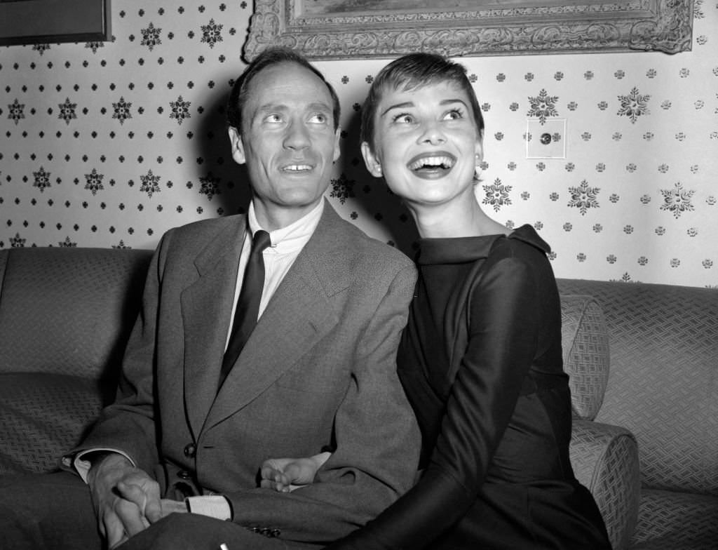 #35 Audrey Hepburn and Mel Ferrer during a party they held in London’s Dorchester Hotel.