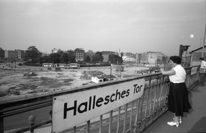 #21 View from Hallesches Tor underground station to the destroyed Mehringplatz.