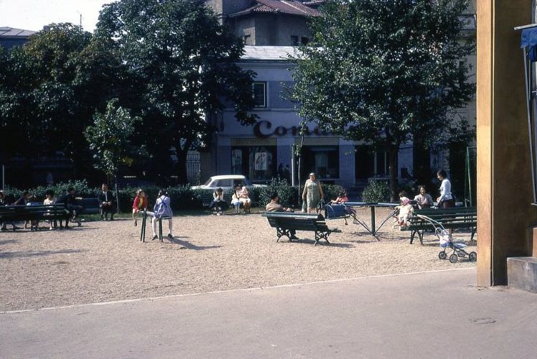 #28 Children play in a park in Bucharest, 1971