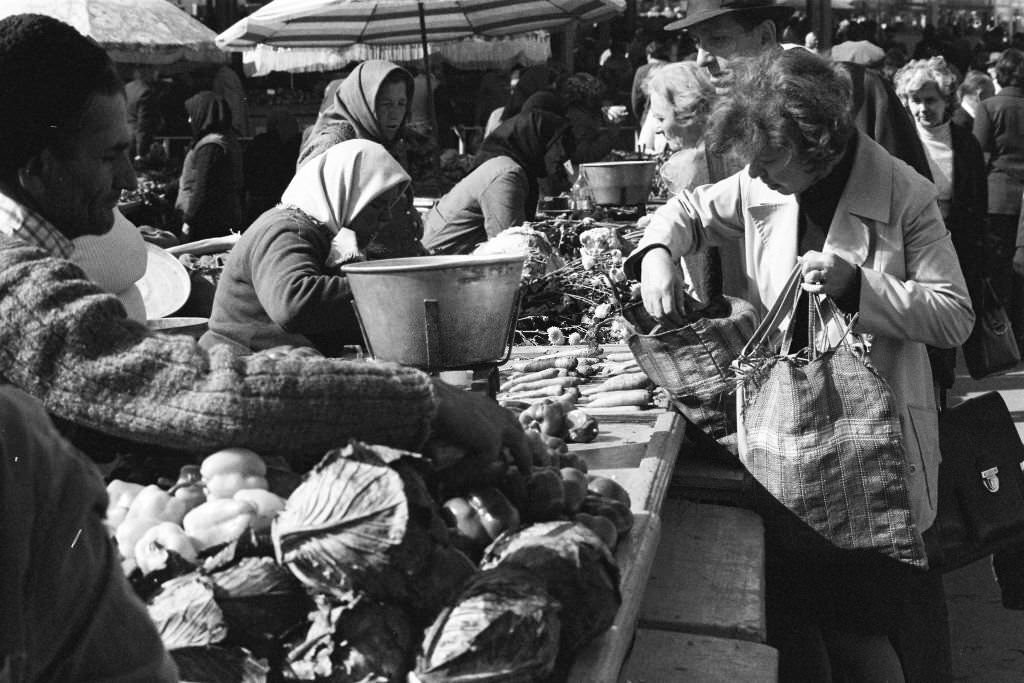 #66 Crown Prince visit to market in Bucahrest, 1979