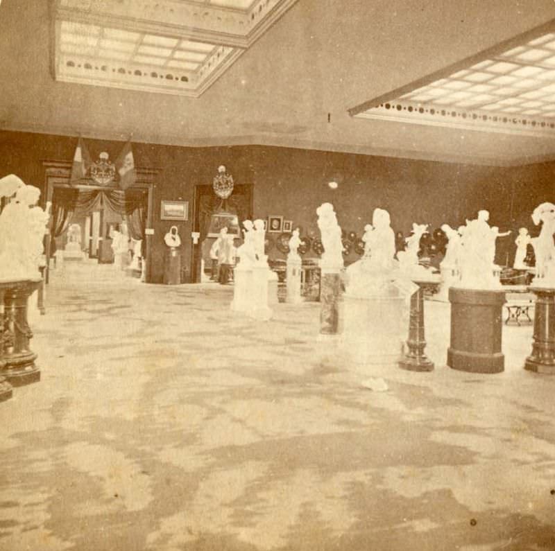 #14 Italian art exhibit in Art Annex, Memorial Hall, Centennial International Exhibition, Philadelphia, Pennsylvania, 1876