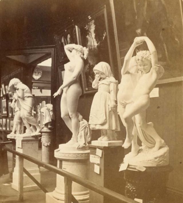 #16 Italian art exhibit in Art Annex, Memorial Hall, Centennial International Exhibition, Philadelphia, Pennsylvania, 1876
