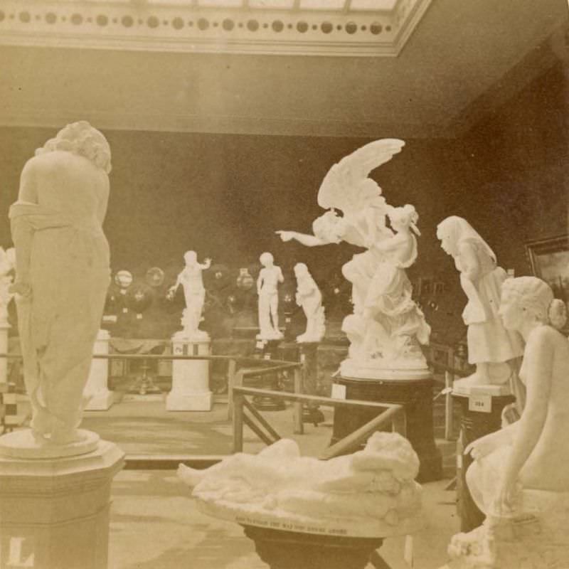 #17 Italian art exhibit in Art Annex, Memorial Hall, Centennial International Exhibition, Philadelphia, Pennsylvania, 1876