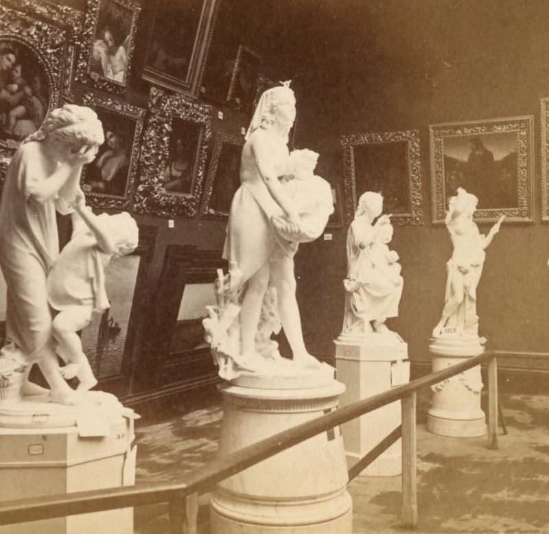 #19 Italian art exhibit in Art Annex, Memorial Hall, Centennial International Exhibition, Philadelphia, Pennsylvania, 1876