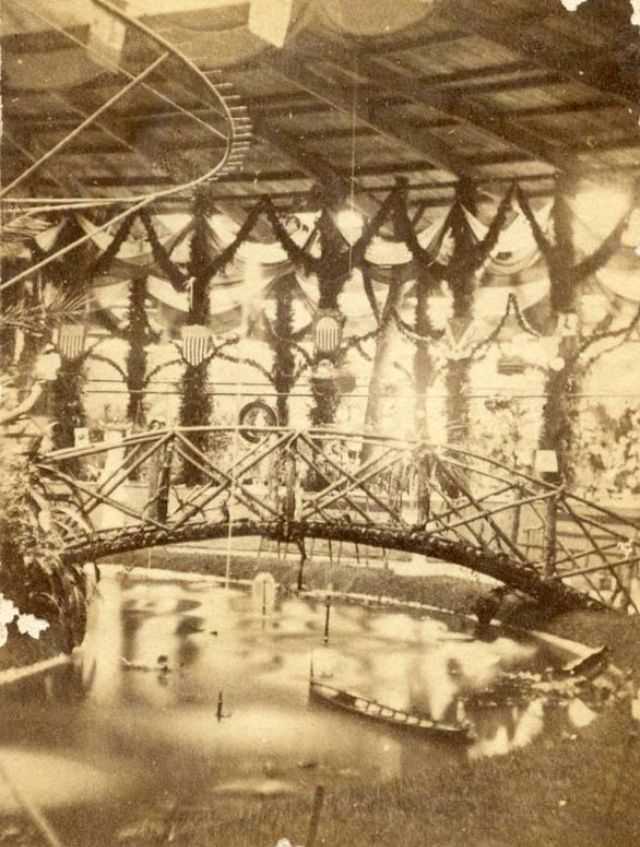 #28 Rustic Bridge inside Horticultural Hall, Centennial International Exhibition, Philadelphia, Pennsylvania, 1876