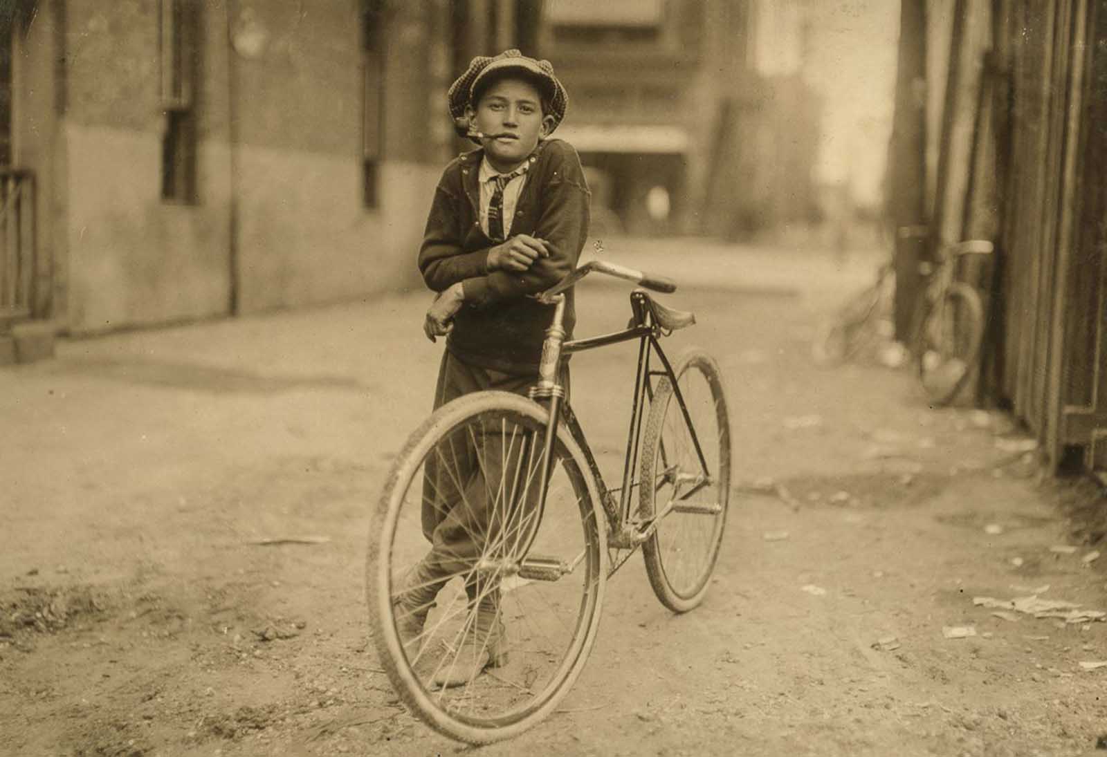 #6 Messenger boy working for Mackay Telegraph Company. Said fifteen years old, 1913.