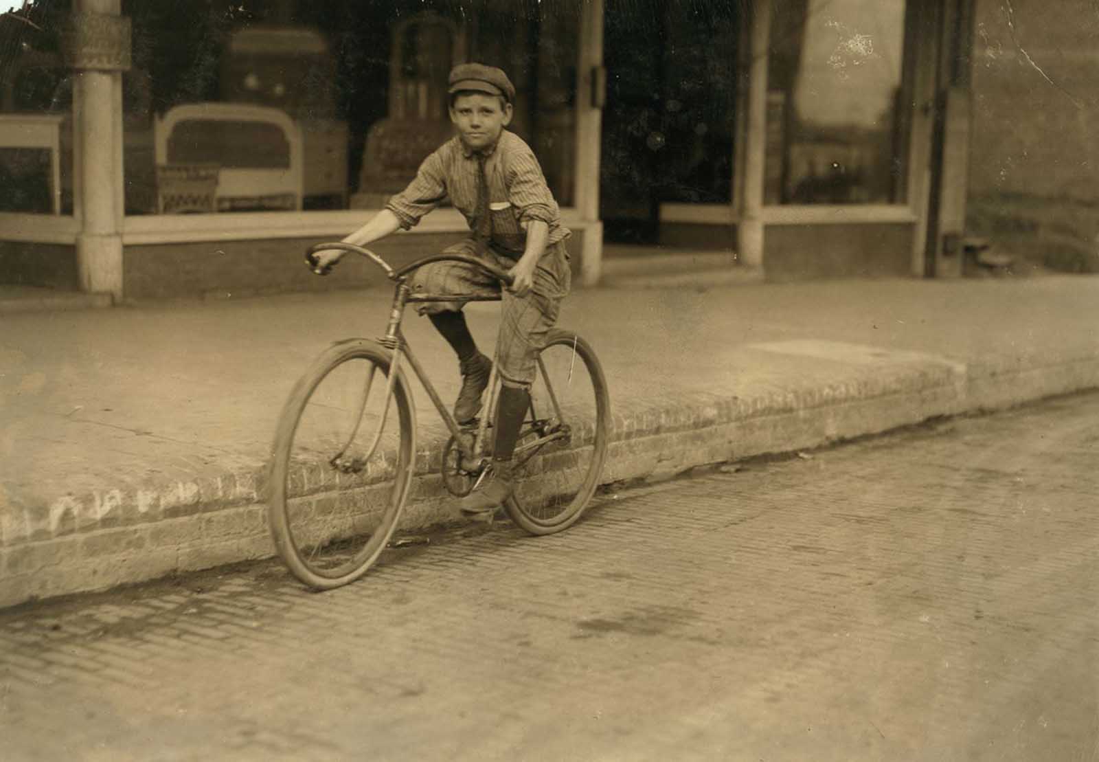 #8 Percy Neville, eleven year old messenger boy. Messenger boy #6 for Mackay Telegraph Company.