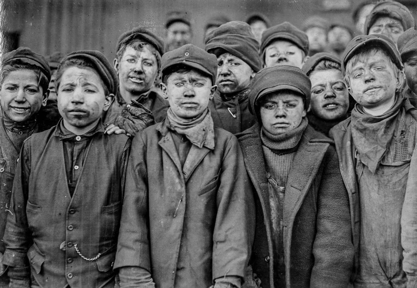 #13 Breaker boys employed by the Pennsylvania Coal Company, 1911