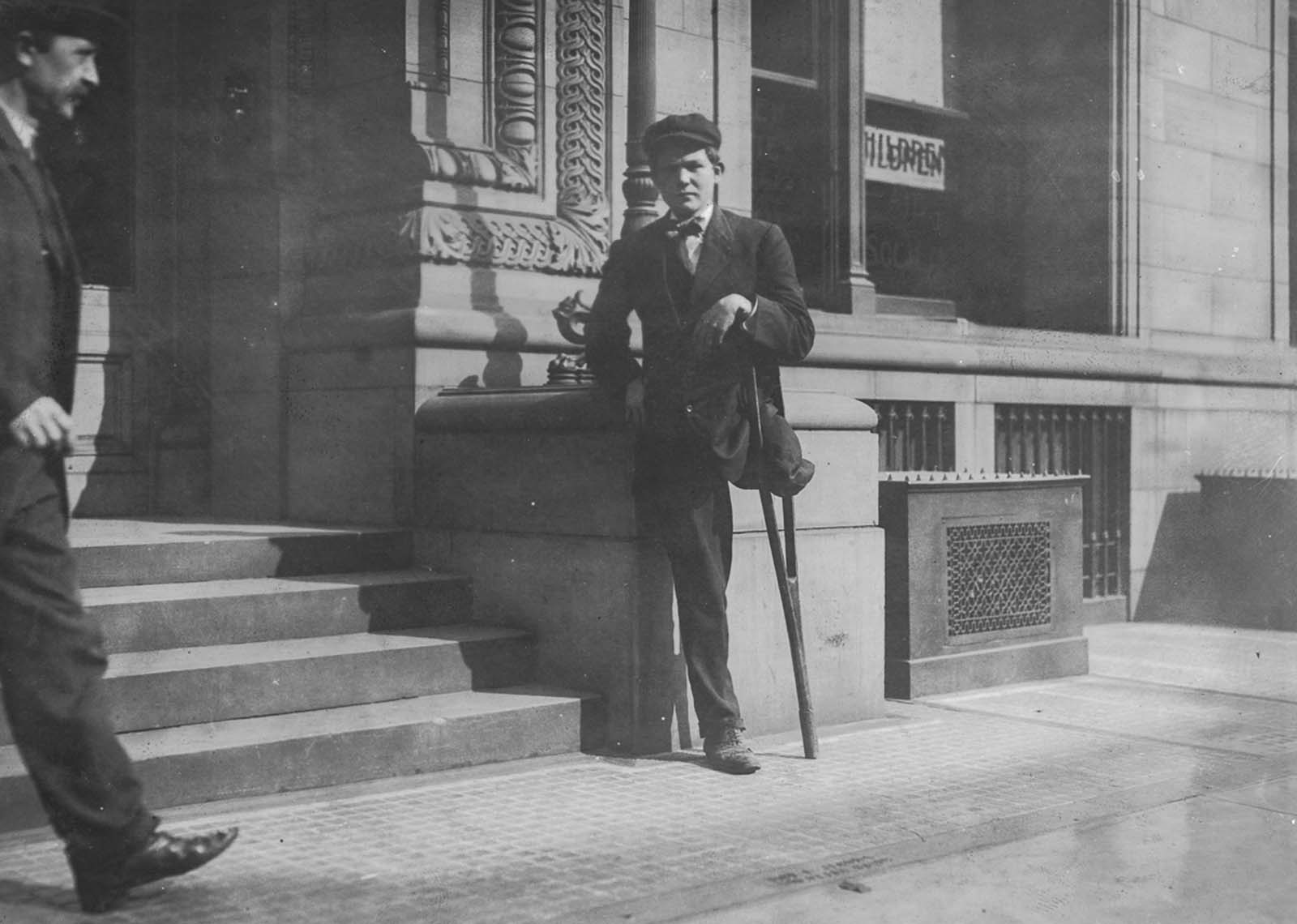 #22 Neil Gallagher, who lost his leg in an accident in a Pennsylvania mine at the age of 13, 1909