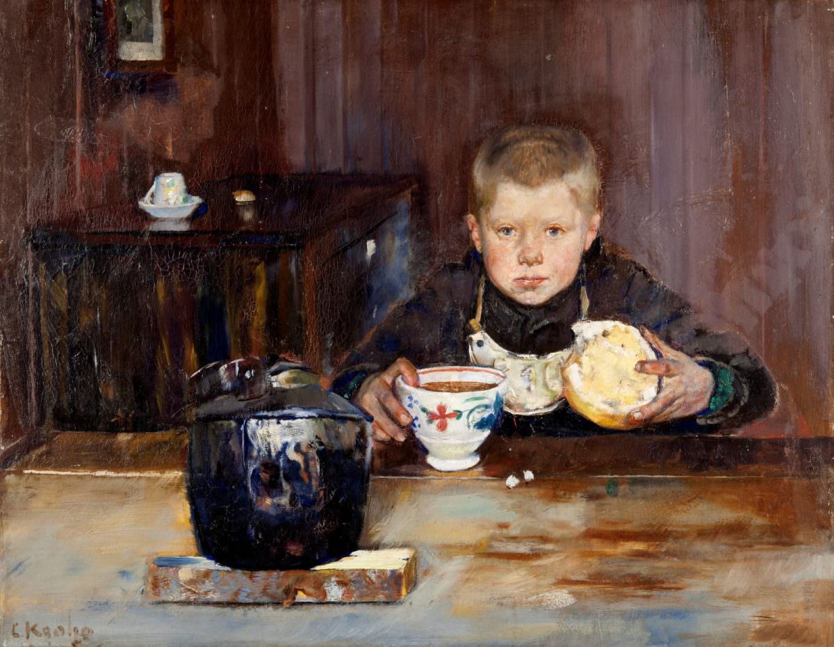 #19 Errand Boy Drinking Coffee, 1885.