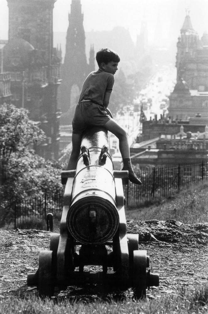 #13 Boy sitting on the cannon at Princes Street, Edinburgh, 1964
