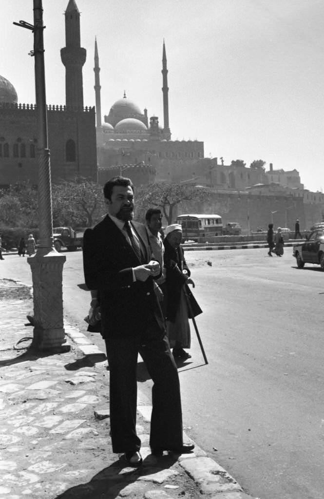 #44 Israel’s Ambassador Eliyahu Ben-Elissar on the street in Cairo, March 25, 1980.