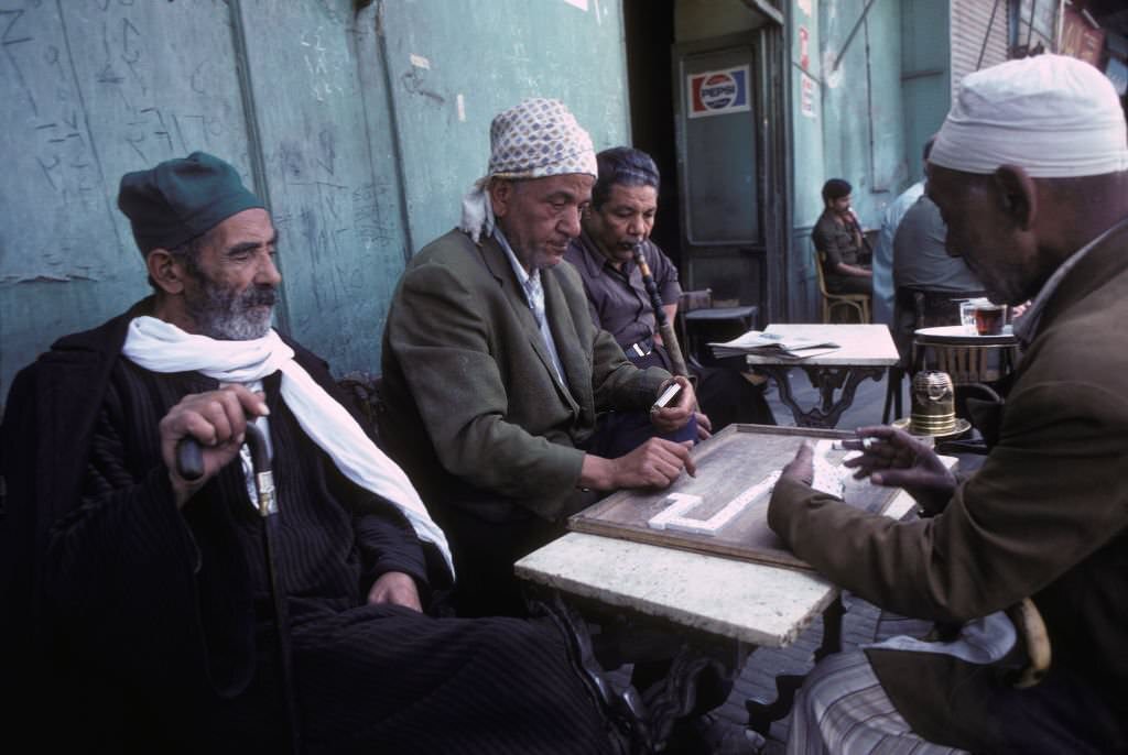 #56 Men playing dominoes in Cairo, Egypt, 1980