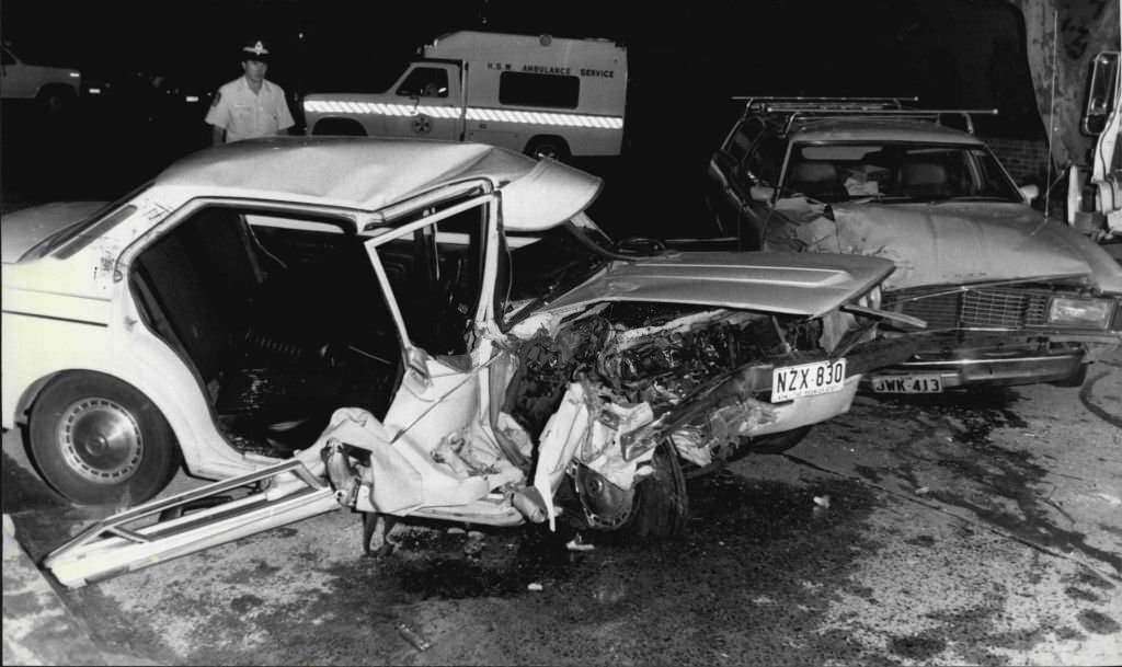 #62 Two men were injured and taken to hospital after they were involved in a head on accident between two cars in Wyndham St, outside the fire station, in Alexandria.