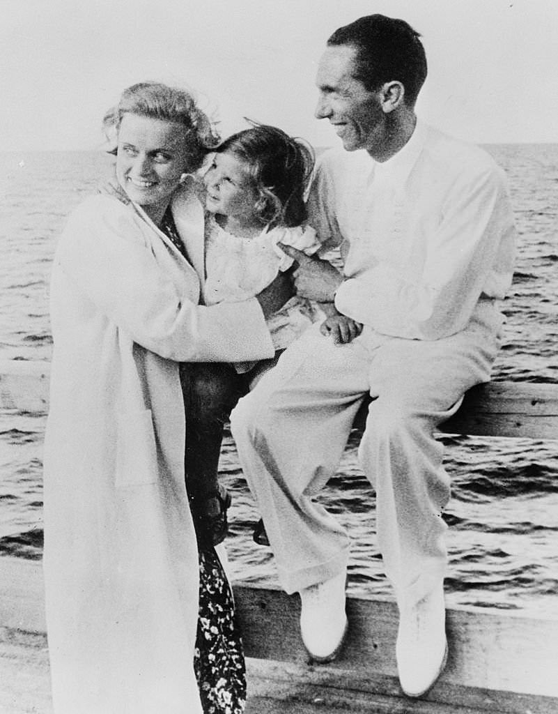 #51 oseph Goebbels with his wife and daughter, Helga, at Heiligendamm, by the Baltic Sea, where they are vacationing.