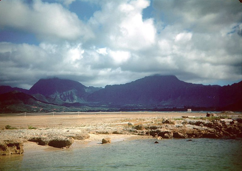 #39 Koolau Mountains seen across Kaneohe Bay from the Kaneohe Marine Corps Air Station on Mokapu Peninsula, Oahu, Hawaii
