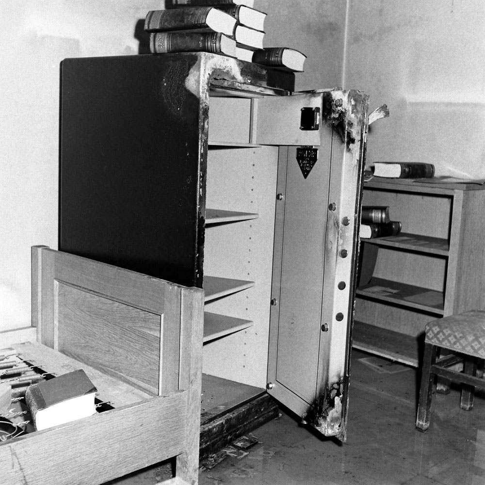 #10 A ruined, empty and likely looted safe inside Hitler’s bunker.