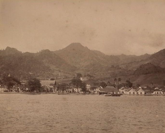 #24 Kingston with hills behind, taken from the sea, 1860s