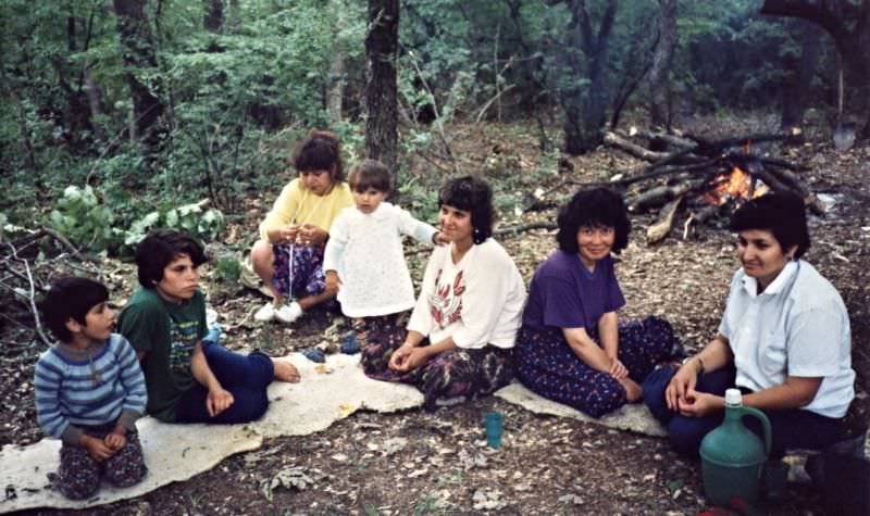 #50 Women and girls at a lamb roast, Polyanovo, Bulgaria, 1978