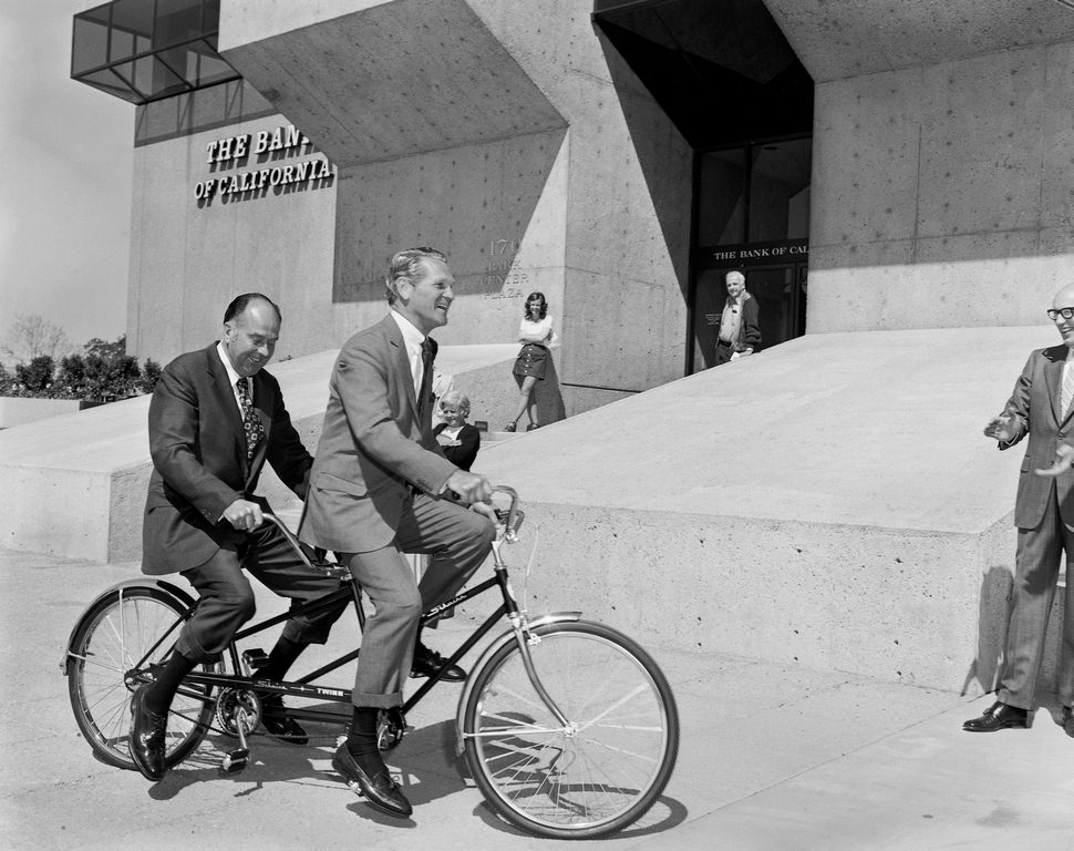 #145 Bank of California ribbon cutting ceremony, Park Avenue and Market Street, San Jose, 1973