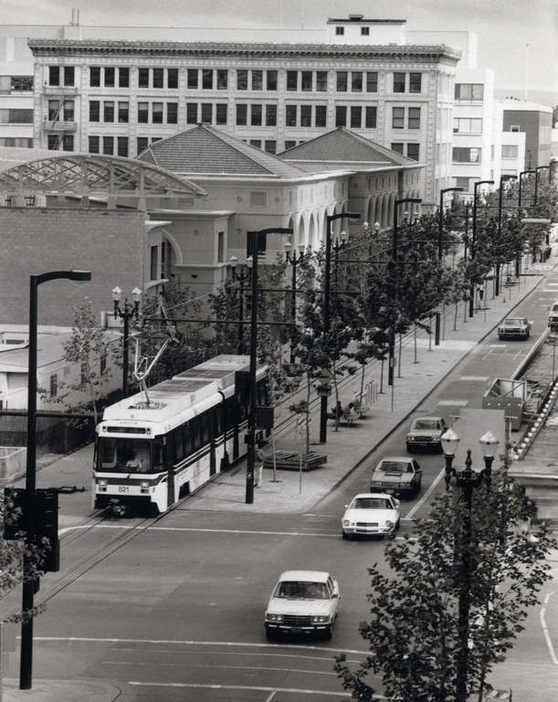 #106 New light rail system operating on South Second Street in downtown San Jose, 1988
