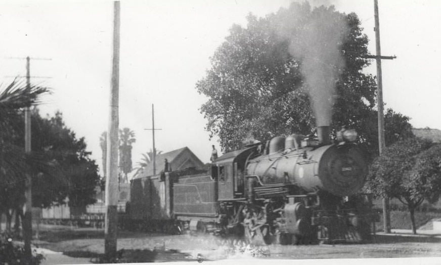 #14 Freight train on Fourth Street in downtown San Jose, 1920s